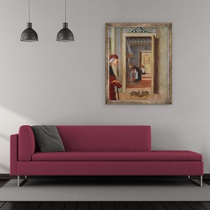 Tablou inramat - Vittore Carpaccio - Nasterea Fecioarei, detaliu al slujitorilor in fundal, 50 x 60 cm - Img 2
