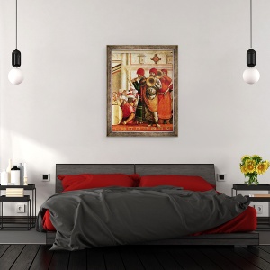 Tablou inramat - Vittore Carpaccio - Sfantul Gheorghe Botezand Neamurile, detaliu al muzicienilor de pe partea stanga, 60 x 80 cm - Img 3