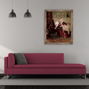 Tablou inramat - Vladimir Egorovic Makovsky - Tete-a-Tete, 50 x 60 cm - Img 2