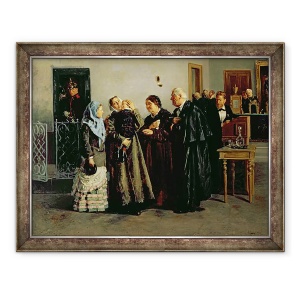 Tablou inramat - Vladimir Egorovic Makovsky - Verdictul, Nu vinovat, 70 x 90 cm
