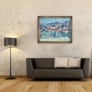 Tablou inramat - Walter Rosam - Satul si castelul Hardricourt, 70 x 90 cm - Img 2