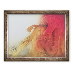 Tablou inramat - Wayne Anderson - Dragonul rosu cu Sfantul Gheorghe si Virgin pe cal, 60 x 80 cm