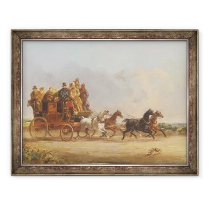 Tablou inramat - William Snr. Shayer - Dl Charles Higgins Antrenorul si patru, 70 x 90 cm
