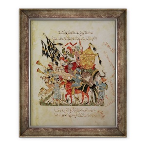 Tablou inramat - Yahya ibn Mahmud Al-Wasiti - Ar 5847 f.94v, Caravana merge la Mecca de la Maqamat intalnirile de Al-Hariri, 50 x 60 cm