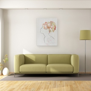 Tablou canvas - Abstract, Barbat, Femeie, Flori, Pictura, 50 x 70 cm - Img 2