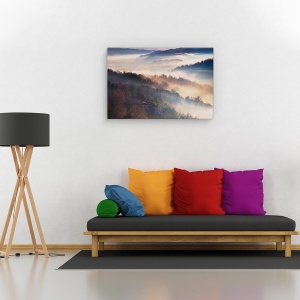 Tablou canvas - Aceste momente magice, Peisaj, Ceata, Toamna, Dimineata, 80 x 120 cm - Img 2