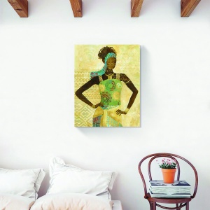 Tablou decorativ modern living afro figurativ pe canvas 60x75 cm