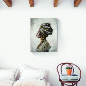 Tablou decorativ modern living Afro-modern figurativ pe canvas 60x75 cm
