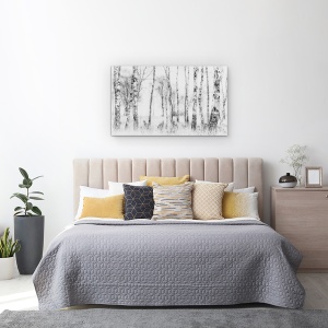 Tablou Canvas - Alb-Negru, Copac, Lumina, Ceata, Alb-Negru, 50 x 80 cm - Img 3