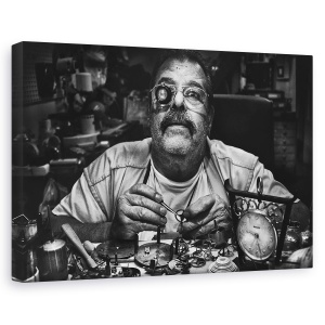 Tablou canvas - Alb-Negru, Portret, Alb-Negru, Mustata, Ceas, 40 x 60 cm