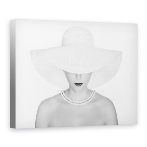 Tablou canvas - Alb Pur, Model, Femeie, Doamna, Palarie, 60 x 80 cm