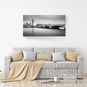 Tablou decorativ canvas Big Ben alb-negru toamnă