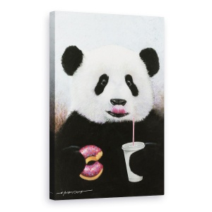 Tablou canvas - Animale, Ursi Panda, Dulciuri, Bauturi Racoritoare, Pictura, 40 x 60 cm