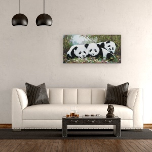 Tablou canvas - Animale, Ursi Panda, Natura, Pictura, 50 x 100 cm - Img 2