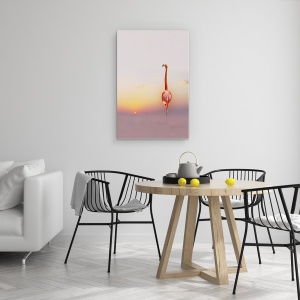 Tablou canvas - Apus De Soare, Flamingo, Soare, Roz, Rosu, Pastel, 60 x 90 cm - Img 4