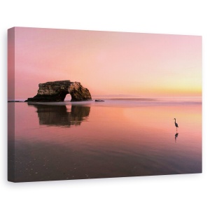Tablou canvas - Apus De Soare , Roz, Heron, Culori Pastelate, Arc, 80 x 120 cm
