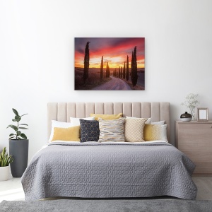 Tablou canvas - Apus De Soare Toscana, Italia, Drum, Mod, 50 x 70 cm - Img 3
