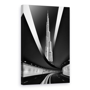 Tablou canvas - Arta Plastica, Dubai, Emiratele Arabe Unite, Alb-Negru, Burj Khalifa, 40 x 60 cm