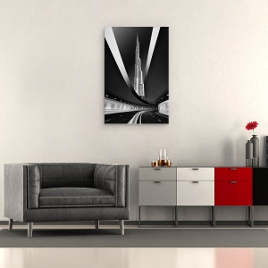 Tablou canvas - Arta Plastica, Dubai, Emiratele Arabe Unite, Alb-Negru, Burj Khalifa, 40 x 60 cm - Img 2