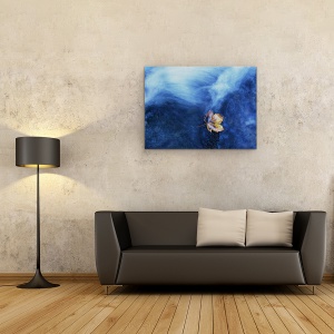 Tablou canvas - Aterizarea, Frunza, Toamna, Albastru, Abstract, 60 x 80 cm - Img 2