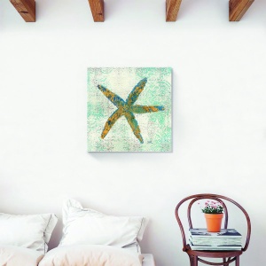Tablou decorativ baie stea de mare pe canvas 60x60 cm