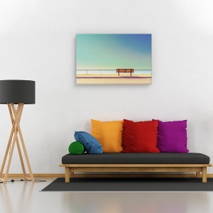 Tablou canvas - Banca pe malul marii, Peisaj, Minimalism, Plaja, Gol, 80 x 120 cm - Img 2