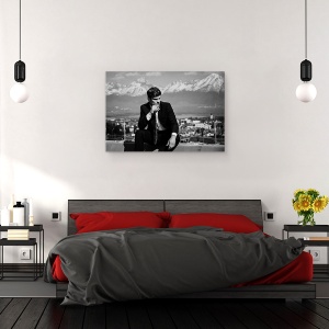 Tablou canvas - Barbat, Barbat, Mascul, tigara, Fumat, Stare de Spirit, Alb-Negru, 40 x 60 cm - Img 3