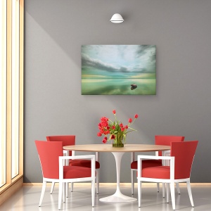 Tablou canvas - Barca, Calm, Singuratic, Apa, Verde, 40 x 60 cm - Img 4