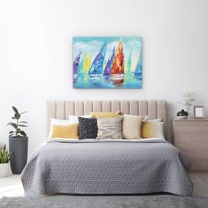 Tablou canvas - Barci Cu Panze, Moderne, Colorate, Pictura, 60 x 80 cm - Img 3