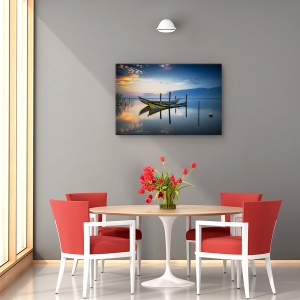 Tablou canvas - Barci, Peisaj, Apa, Apus De Soare, Lumina, 60 x 90 cm - Img 4