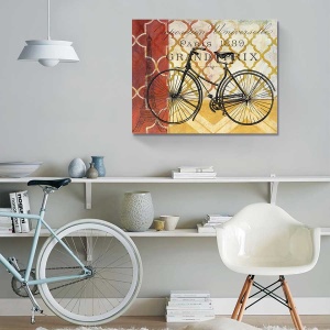 Tablou Canvas - Bicicleta Retro, Vintage, Paris, Turnul Eiffel, 80 x 100 cm - Img 2