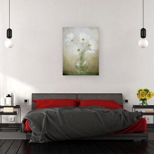Tablou canvas - Briza Cosmosului, Cosmos, Alb, Natura Moarta, Vaza, Tabere, 75 x 100 cm - Img 3