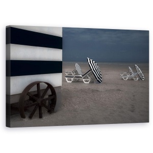 Tablou canvas - Cabina Albastra, Plaja, Cabin, Belgia, 50 x 80 cm