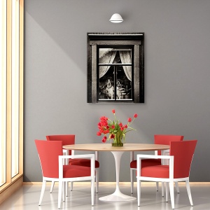 Tablou canvas - Caini, Fereastra, Vara, Rognan, Norvegia, 60 x 75 cm - Img 4