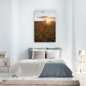 Tablou Canvas - Campuri De Mac Din Suedia, Flori, Maci, Soare, Suedia, Rosu, 60 x 90 cm - Img 3