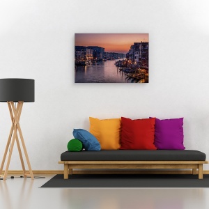 Tablou canvas - Canal Grand Venetia in apus, Orase si arhitectura, Urban, Italia, Barca, 80 x 120 cm - Img 2