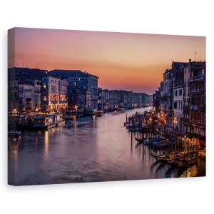 Tablou canvas - Canal Grand Venetia in apus, Urban, Italia, Barca, 60 x 90 cm
