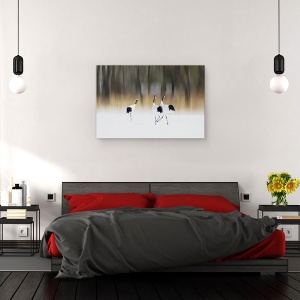 Tablou canvas - Canta Un Cantec De Dragoste, Macara, Pasare, Zapada, Iarna, Dragoste, 40 x 60 cm - Img 3
