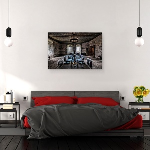 Tablou canvas - Casa De Piatra , Vechi, Medieval, Castel, Camera, Candelabru, 40 x 60 cm - Img 3