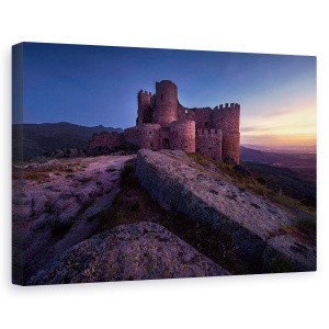 Tablou canvas - Castelul Aunqueospese, Medieval, Spania, Apus De Soare, 60 x 90 cm
