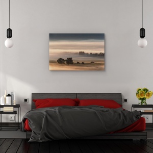 Tablou canvas - Ceata densa peste campie, Peisaj, Copaci, Atmosfera, 60 x 90 cm - Img 3