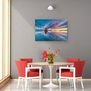 Tablou canvas - Cer De Foc In Groenlanda, Rosu, Navigare, Diskobay, Vis, 80 x 120 cm - Img 4