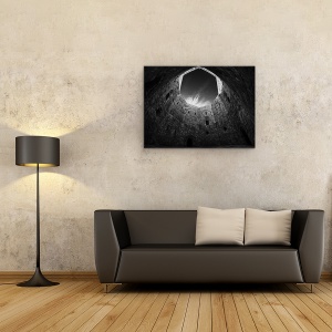 Tablou canvas - Cer Octogonal, Castel, Ezoteric, Alb-Negru, 60 x 80 cm - Img 2