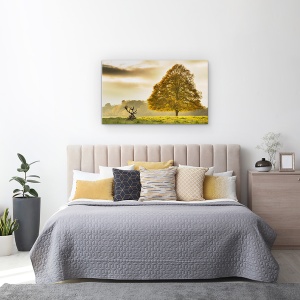 Tablou Canvas - Cerb, Animal, Camp, Peisaj, Copac, Natura, 50 x 80 cm - Img 3