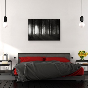 Tablou canvas - Cerb, Cerb, Soare, Dimineata, Padure, Pomi, Ceata, 80 x 120 cm - Img 3