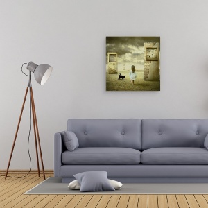 Tablou canvas - Cheia Schelet, Fata, Putin, Pisica, Negru, 90 x 90 cm - Img 2