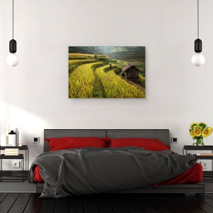 Tablou canvas - Continua Sa Mergi, Terasa, Terase, Ferma, Agricultura, Plantatie, Orez, 60 x 90 cm - Img 3