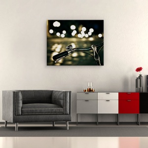 Tablou canvas - Contra-Lumina, Bicicleta, Ciclu, Atmosfera, Sepia, Noapte, 60 x 75 cm - Img 2