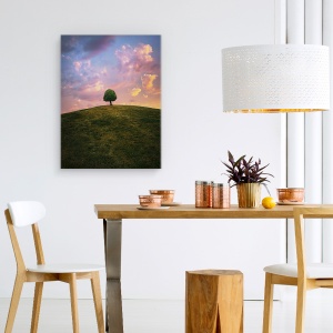 Tablou canvas - Copac Pe Deal In Timpul Apusului, Izolare, 50 x 70 cm - Img 4