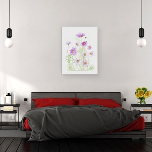 Tablou canvas - Cosmos Comfort, Cosmos, Floare, Alb, Luminos, Natura Moarta, 50 x 70 cm - Img 3